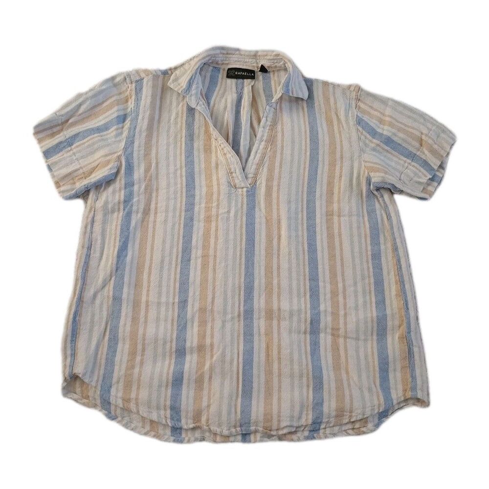 Rafaella Shirt Womens Size S Blue White  Short Sleeve Pullover Top